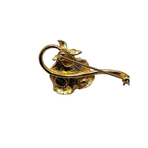 Joan Rivers 1980s Soft Pink Enamel Flower Brooch Swarovski Crystal Accent VTG - Picture 7 of 13